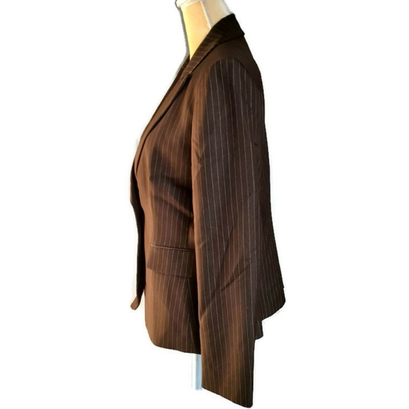 Tahari ASL 2PC Brown Pinstripe Blazer & Pants Suit - Picture 3 of 8